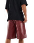 ASOS DESIGN leather look longer length jort in red