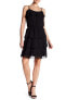 Parker 156272 Women's Texture Dotted Ruffle Slip Dress Black Sz. Small