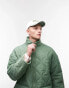 Topman oversized liner jacket with onion quilting in sage