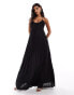 ASOS DESIGN scooped out halter pleated maxi dress in black