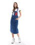 Tommy Jeans flag dungaree dress in mid wash