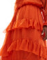 ASOS DESIGN Curve exclusive bardot maxi dress with high low hem in orange