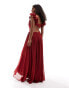 Forever New Petite ruffle shoulder maxi dress in deep red