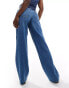 Noisy May colourblock wide leg jean in mid wash