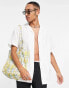 ASOS DESIGN regular fit linen shirt with revere collar in white