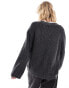 Monki boxy fit cable knit cardigan in off-black