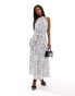 AX Paris halterneck tie waist maxi dress in white spot print