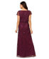 Women's Boat-Neck Short-Sleeve Beaded Blouson Gown