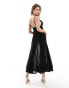 ASOS DESIGN sheer godet maxi dress with cut out detail in black