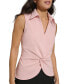 Women's Collared Twist-Front Sleeveless Top