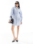 ASOS DESIGN parachute mini zip through shirt dress in air force blue