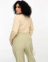 Yours long sleeve ribbed bodysuit in beige