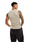 ASOS DESIGN muscle fit vest with panel detail in stone