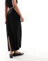 COLLUSION low rise slinky maxi skirt in black