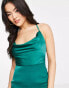 NaaNaa cowl neck satin maxi dress in emerald green