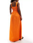 ASOS DESIGN shirred bust maxi beach dress in orange