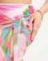 ASOS DESIGN Curve mesh beach sarong in pink abstract smudge print