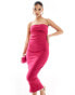 Vesper bandeau midi dress in fuchsia