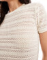 Pieces lace t-shirt in cream