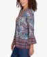 Petite Embellished Placket Paisley Print Slub Jersey Top