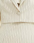 Extro & Vert pinstripe cropped blazer with pocket square in beige stripe co-ord