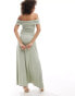 ASOS DESIGN bardot ruched maxi dress in sage green