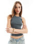 Stradivarius stud detail tank top in charcoal