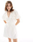 Pretty Lavish puff sleeve linen mini dress in ivory