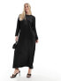 ASOS DESIGN satin crew neck oversized maxi dress in black