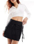 Ghospell bow detail cargo mini skirt in black