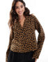 Vila buttondown shacket in leopard print