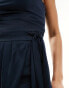 TFNC Bridesmaids one shoulder maxi dress with pleated detail in navy