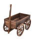 Wood Wagon Flower Planter Pot Stand W/Wheels