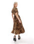 Glamorous volume wrap dress in leopard