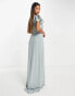 TNFC Bridesmaid one shoulder maxi dress in sage green