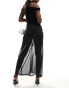 ASOS DESIGN sheer maxi skirt with mini lining in black