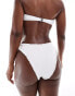 South Beach frilly crinkle high leg bikini bottom in white