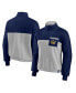 Women's Navy, Heathered Gray Cal Bears Sideline to Sideline Colorblock Quarter-Zip Jacket