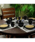 Cambridge Grand 16 Piece Dinnerware Set, Black/Warm Taupe