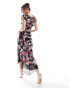 ASOS DESIGN flutter sleeve ruffle midi dress in dark floral print