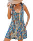 Women's Paisley Scoop Neck Tie Shoulder Wide Leg Romper