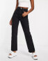 Weekday Rowe Extra high waist straight leg jeans in echo black - BLACK