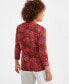 Women's Printed 3/4-Sleeve Henley Tee, Created for Macy's