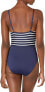 La Blanca 281078 Women's Plunge Mio One Piece, Indigo/Capri Stripe, 14