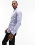 Topman long sleeve formal slim fit stretch shirt in light blue