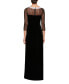 Petite Velvet Illusion Embellished Gown