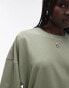 Topshop oversized drop shoulder tee in khaki