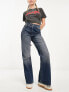 COLLUSION x008 mid rise relaxed flare jeans in washed black