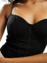 New Look mesh corset thong bodysuit in black