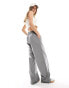 Object wide leg trousers in grey stripe